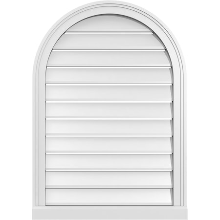 Ekena Millwork Round Top Surface Mount PVC Gable Vent: Functional, w/ 2"W x 2"P Brickmould Sill Frame, 24"W x 34"H GVPRT24X3403SF